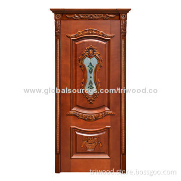 Interior Solid Wood Door with 100% hardwood and Environment-friendly Painting